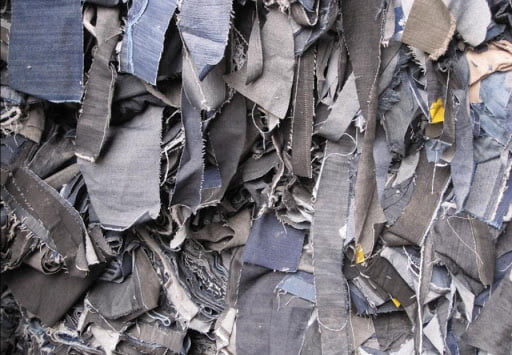 Rags of jeans that have been cut